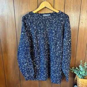 Forenza Sportswear Blue‎ & White Cotton Blend Knit Sweater Medium M Texture